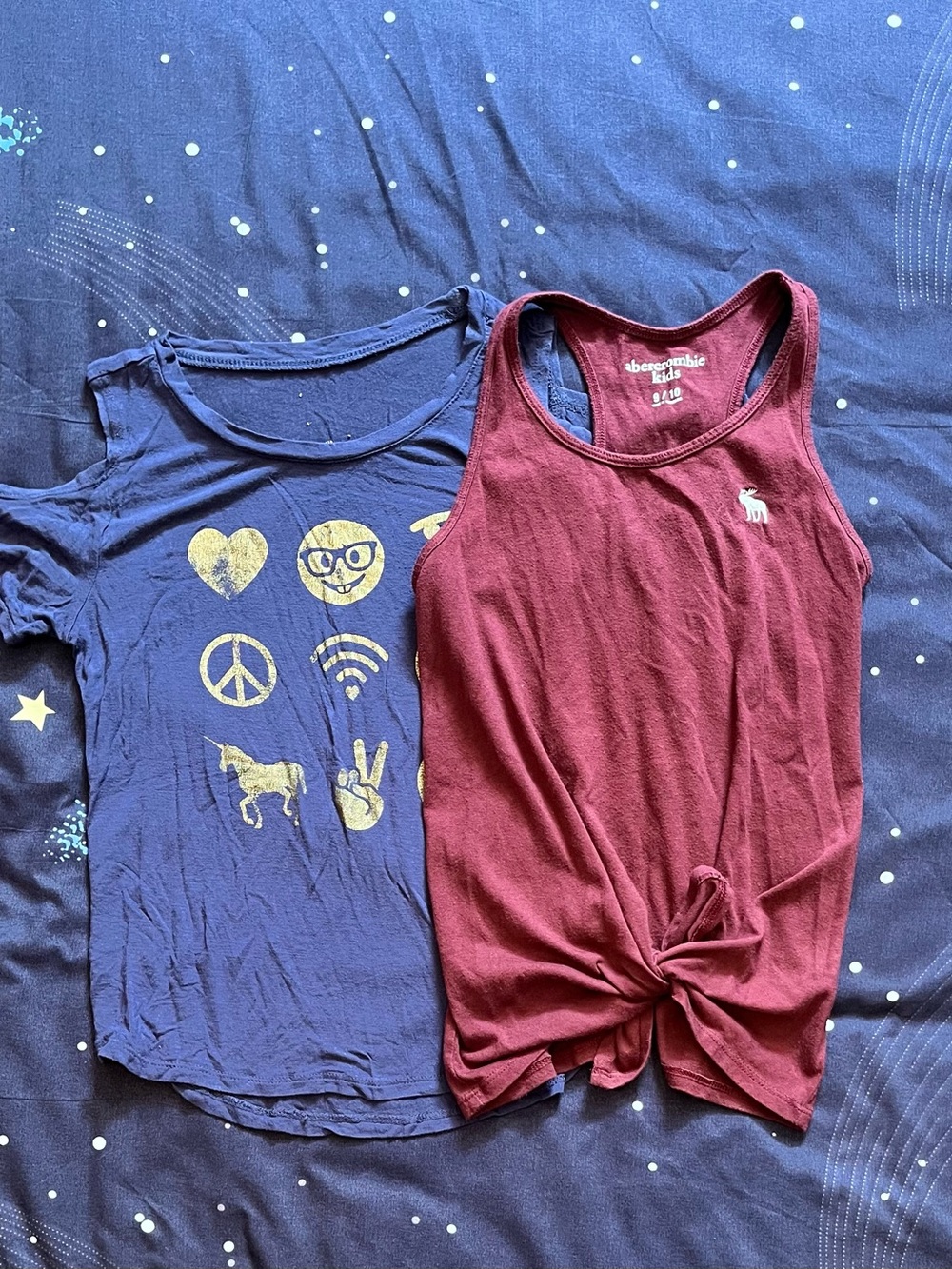 Girls Sz 8 Abercrombie Kids Maroon Twist-Front Tank Top Emoji Shirt Unbranded